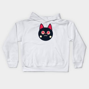 Black Cat With Fiery Eyes Vector Art Kids Hoodie